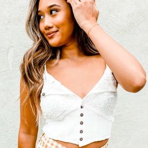 FREE PEOPLE Have My Heart Lace Button Down Cropped Cami - Small & Large